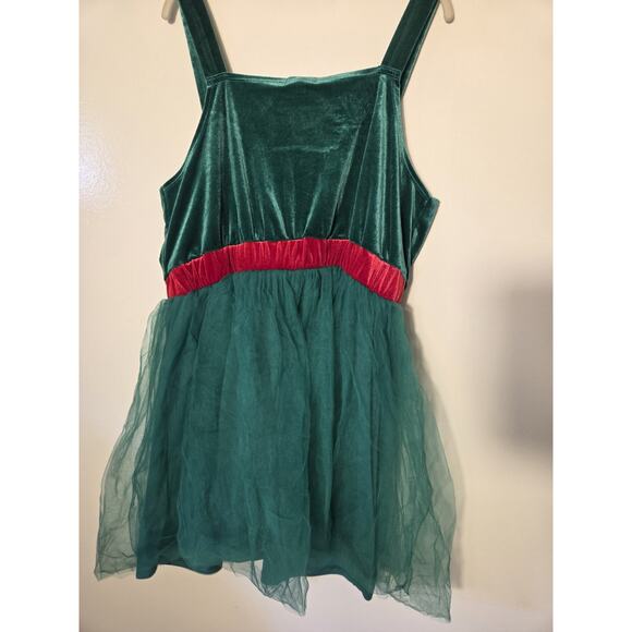 Born Famous Dress Elf Holiday Green Short Tutu Sleeveless Lined Size XL - Picture 11 of 13